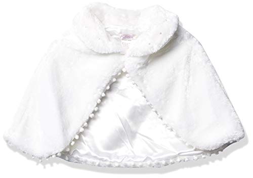 Pretty Me, USA womens Faux Fur Pom Pom Cape Jacket, White, 2 US