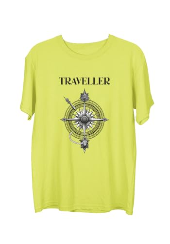 Image of Wear Your Opinion Men's S to 5XL Premium Combed Cotton Printed Half Sleeve T-Shirt (Design : Travel Compass)