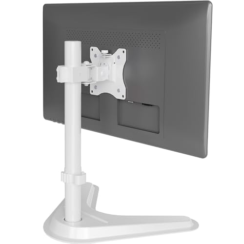 Image of Claiks Monitor Mount, Ergonomic Adjustable Monitor Stand for Max 32 inch Screens, Adjustable Stand up to 20 lbs, VESA Mounting Holes 75&100mm, White