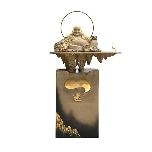 Modern Living Room Zen Fountain Company Housewarming Opening Gift Fortune Water Ornaments Floor-standing Fountains(Yellow)
