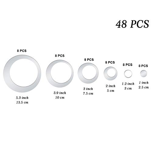 Removable Wall Sticker Decal Acrylic Mirror Setting For Home Living Room Bedroom Decor (2.5-13.5 Cm, 48 Pieces) #TOP1