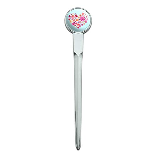 Flower Heart Love Classic Chrome Plated Metal Envelope Letter Opener Slitter