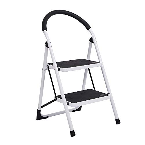 Dporticus Portable Anti-Slip 2 Step Ladder Folding Lightweight Steel Step Stool Platform 330LBS Capacity