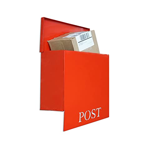 Image of NACH UH-1000RD-A Large Red Wall Mailbox, 12.7 x 11.9 x 6 inches, Waterproof, Heavy Duty, Modern Design