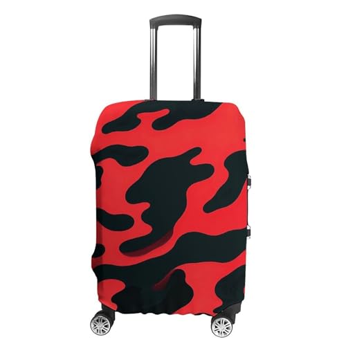 Red And Black Camouflage Elastic Luggage Cover Suitcase Protector for 19-32 Inch Suitcases | Universal Stretchable Travel Bag Cover | Anti-Scratch, Washable with Zipper Closure L