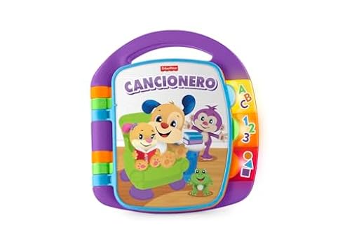 Fisher-Price Ríe y Aprende Libro Interactivo de Aprendizaje Cancionero, Juguete con Luces y Sonidos para bebé +6 Meses, versión español (FRC69) | Ya disponible en tu tienda friki favorita! En mundofriki.es!
