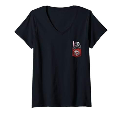 T-shirt Star Wars Dark Vador femme avec poche poitrine et col en V coupe droite