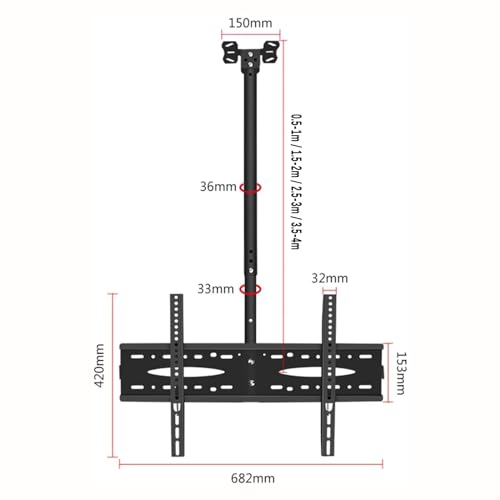 Support TV plafond réglable pour écran 40 à 70 pouces VESA 600x400 - 3