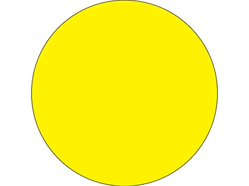 DL1388FYx1 Círculos de 34" - Etiquetas extraíbles amarillas fluorescentes, 1" de altura, 3.75" de largo, 3.75" de ancho (paquete de 500)