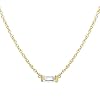 14k Gold Solitaire Baguette Diamond Necklace, 0.15 Carat Solitaire Genuine Diamond Pendant, Minimalist Real Baguette…