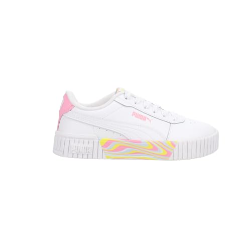 PUMA Kids Girls Carina 2.0 Endless Summer Lace Up Sneakers Shoes Casual - Pink, White, Yellow