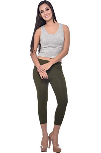 Image of Frenchtrendz Women's Cotton Spandex Stretchable Mid Rise Slim Fit Legging Capris (XS-4XL)