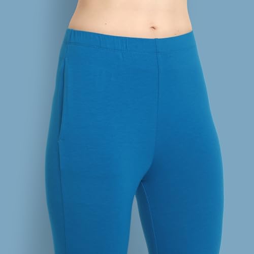 Image of ONE SKY Women Ankle Length Leggings | Premium Cotton Modal Spandex Blend | High Waist Stretchable & Bio-Washed Fabric | Colour-Lock | Ethnic Leggings for Women