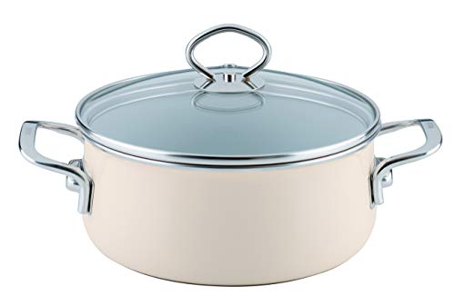 Foto von Riess, 0558-011, Emaille-Set 5-teilig, AVORIO, Emaille, Made in Österreich, LBH: 50,0x30,0x40,0cm, 10,410kg, Induktionskocher kompatibel, Gasherd_geeignet, Elektroherd_geeignet, Spülmaschinenfest