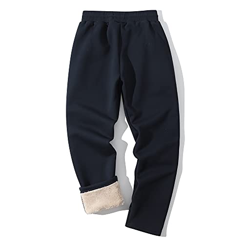Flygo Men's Fleece Pants Winter Active Joggers Sweatpants Thermal Sherpa Lined Pants (Navy, Small) #TOP1