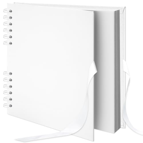 Remowith 20,5 x 20,5 cm 40 Seiten DIY Scrapbook Fotoalbum Hardcover Kraft Blankose Erinnerungsbuch für Hochzeit Jubiläum Familie Baby Weiß
