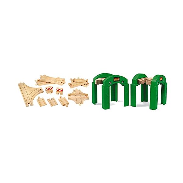 BRIO World 33307 Schienen- und Weichensortiment - 11 Weichen aus Buchenholz für die BRIO Holzeisenbahn - Empfohlen für…