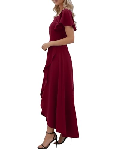 Image of LightlyKiss Women's Square Neck Backless Dress High Slit Wedding Guest Dress Formal Cocktail Party Dress