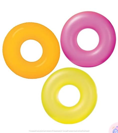 Image of Inflatable Swimming Float Rings for Summer Fun |Swim Tube for Kids & Adult|Circle Float Swim Tube for Pool Party, Lake, Beach| Outdoor Water Safety Floater (NEON Frost Pack of 3)