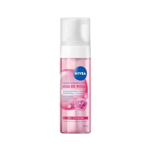 NIVEA Espuma Limpiadora Facial Agua de Rosas (150 ml), con tecnología micelar limpia profundamente, hidrata la piel y desmaquilla, ideal para todo tipo de piel