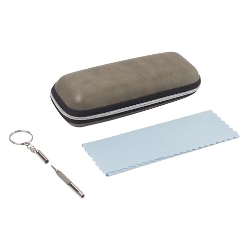Image of VIVID Vision Unisex Adult Eyewear Specs Case Cover | Screw Driver | Free Cloth | Protect Eye Glasses | Leatherite | Spectacles | IC - 309 | 3 IN 1 | Grey