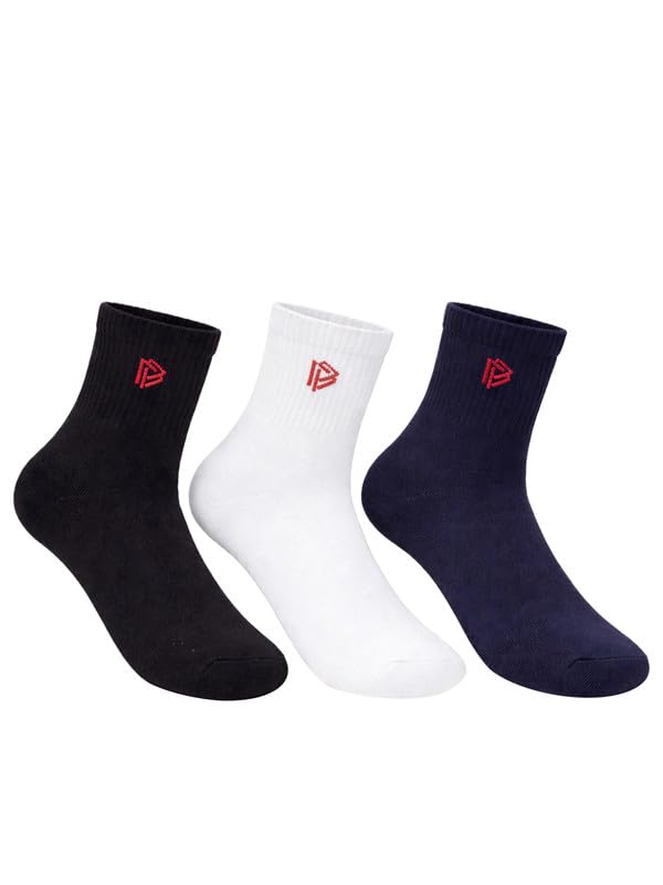 john players Men's Antimicrobial Ankle Length Socks - Pack of 3 (JSC012A19_White, Navy Blue & Black_FREE-SIZE)-picture-33