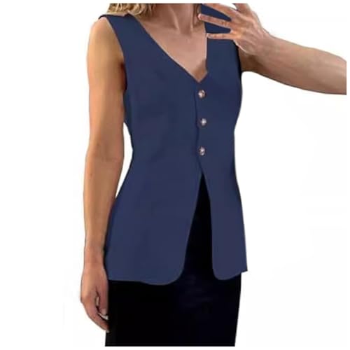 Chaleco de lino de alta calidad chaqueta de botones estilo elegante 2