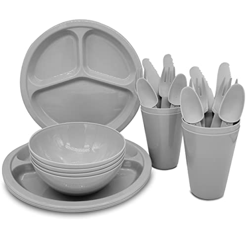 Plastic Plates College Dorm Room Essentials Dishes Set Camping Plates and Bowls Dishes Set