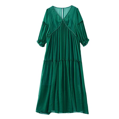 Robe d'ete respirante en mousseline de soie fluide anti-chaleur