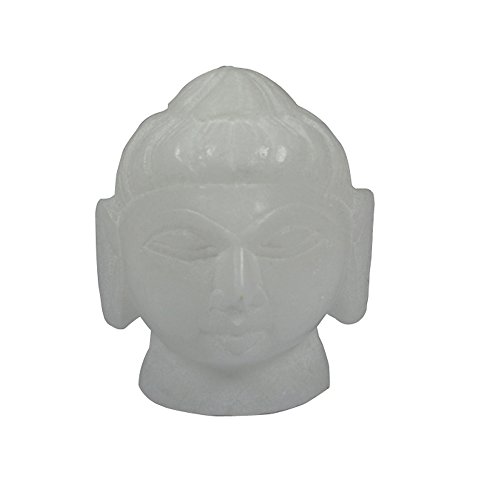 Cabeza de Buda de mármol blanco escultura artesanal para estanterías 2