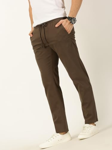 Image of Thomas Scott Men's | Solid | Light Weight | Breathable Fabric | Elasticated Waist | Mid Rise | Regular Fit | Cotton Blend | Drawstring | Chino Trouser | Pants