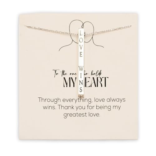 Emotional Bar Necklace with Gift Card Available in Two Colors 925 Sterling Silver and 14K Gold Plated – Inspirational Word Jewelry – Gift for Women – Adjustable Chain