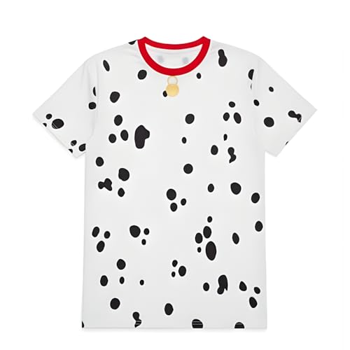 Cosplaya Adult Mens Dalmatian Collar Shirt - Men Women Teens Cow Tshirt Animal Cosplay Halloween Costumes, XL White