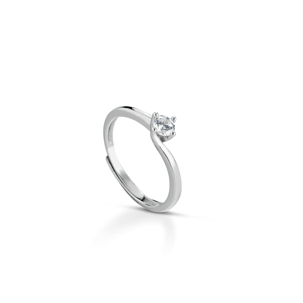 Anello Solitario Donna in Argento 925 con Pietra Zircone Taglio Brillante, Anello Argento Sterling Proposta Fidanzamento Idea Regalo