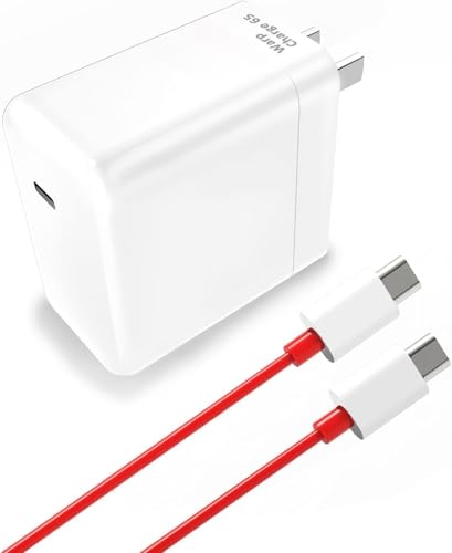 Image of Etguuds Charger Compatible with Oneplus 65W SuperVooc Dash Charging Charger with C to C Cable for Oneplus 12 /12R /11 / 11R / 10 /10R /9 /9R Nord CE4 /CE4 Lite / Ce3 / Ce3 Lite /Nord 4 /3 /2