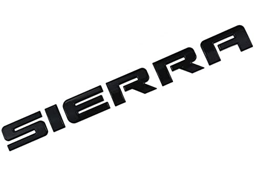 Image of 4Pc Sierra SLE Letter Emblem 3D Badge Front Door /Rear Tailgate Replacement for Sierra (Gloss Black)