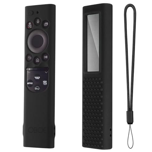Image of OBOE Silicone TV Remote Cover for Samsung Smart TV Remote, Black | Compatible with 2021 Samsung Smart TV, QLED TV BN59-01311 TM2180E, Anti-Lost Case, with Remote Loop, Remote Not Included