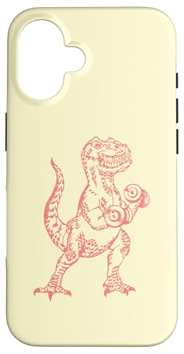 恐竜 リフティング ダンベル おもしろい 動物 フィットネス ジム ワークアウト スマホケース iPhone 16 用