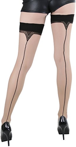 Image of ToBeInStyle Nylon Two Toned Cuban Heel Closed Toes Stockings