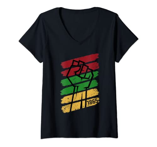 Womens Juneteenth 1865 Vintage Men Women Boys Girls Kids Toddler V-Neck T-Shirt