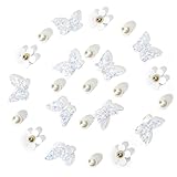 Ziigole White Butterfly Shoe Charms for Women, Flower Shoe Charm for Summer Clog Sandal, Pearl Shoe Decoration Charms Accessories, Party Favor, Ideal Gift