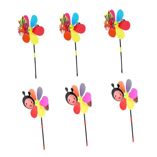 CIYODO Girandole Eoliche da Esterno 3d 6 Pezzi, Mulino a Vento Colorato Decorazione Giardino e Patio, Giocattoli Vento per Festa e Giochi All’aperto
