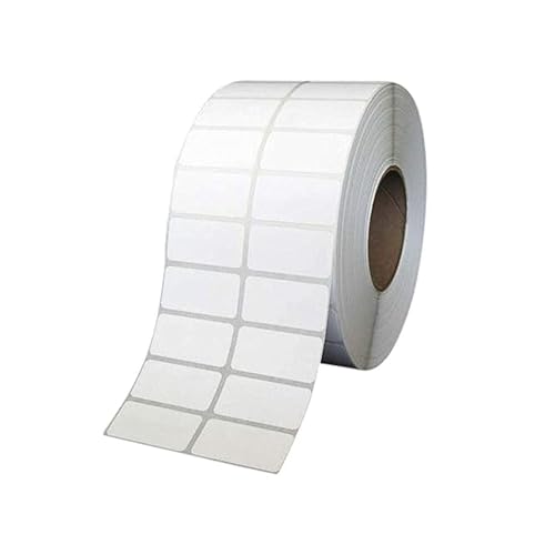 Image of True-Ally 38x25mm Barcode Labels /Stickers, Chromo Plain White Sticker, 1 Inch Core, Inside Winding, No Gap, 2-Up, Strong Adhesive 4000 Labels /Roll - Compatible with Zebra, TSC, WEP (Pack of 1)