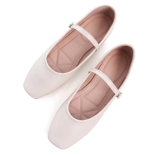 Image of LUXINYU Women's Slip on Flats,Classy Round Toe Solid Classic Mary Jane Ballet Dance Shoes Soft Comfortable PU Flat Shoes