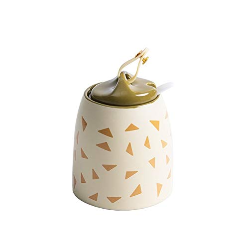XYNSNDB Bottiglia per condimenti in Ceramica siliconica con Cucchiaio per spezie, Organizer per la casa, Strumento da Cucina per Sale, Pepe, Zucchero (Verde)