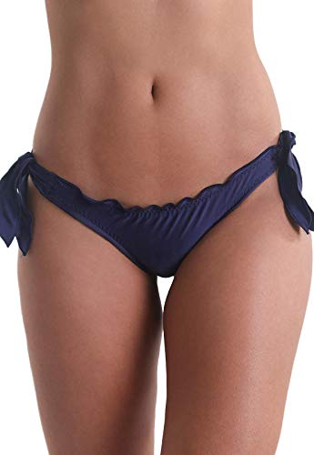 Calcinha Biquíni Avulso Fru-Fru de Amarrar Orquídea - Azul Marinho - P