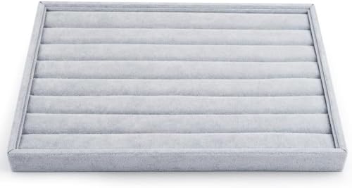 Image of Ring Velvet Jewellery Drawer Organizer Tray Stackable Jewellery Tray for Drawer(Grey)