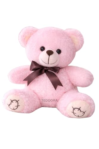 Image of Teddy Bear with Ribbon Tie Soft Toy for Girls Boys Kids,Pink,Teddy Animal Plush Stuffed Baby Gift Birthday, 18cm