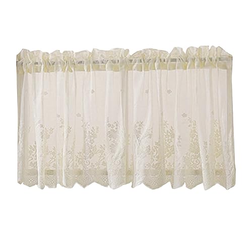 HOMSFOU Short Lace Curtains Half Window Curtain for Kitchen Balcony Bathroom Boys Girls Room Light Filtering and Ventilation