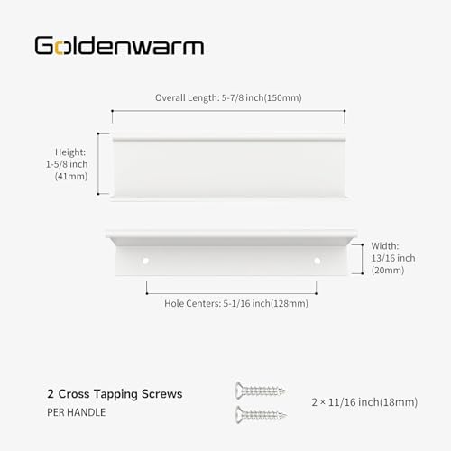 Image of Goldenwarm 10 Pack 5in White Finger Edge Pulls Kitchen Drawer Handles